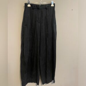 COS Black Wide Leg lyocell Blend Pleated High Rise Trousers EUR 34‎